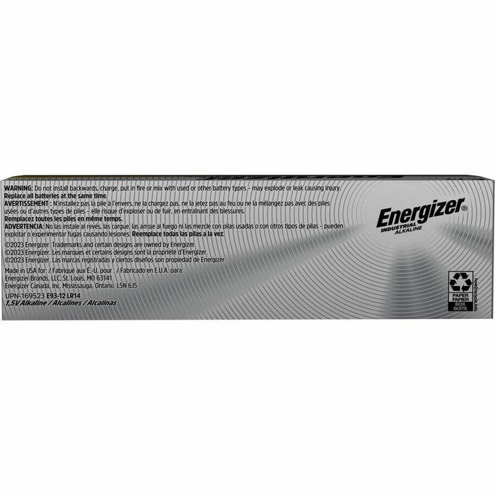 Image of Energizer® Industrial Alkaline C Batteries, 1.5 V, 12/box