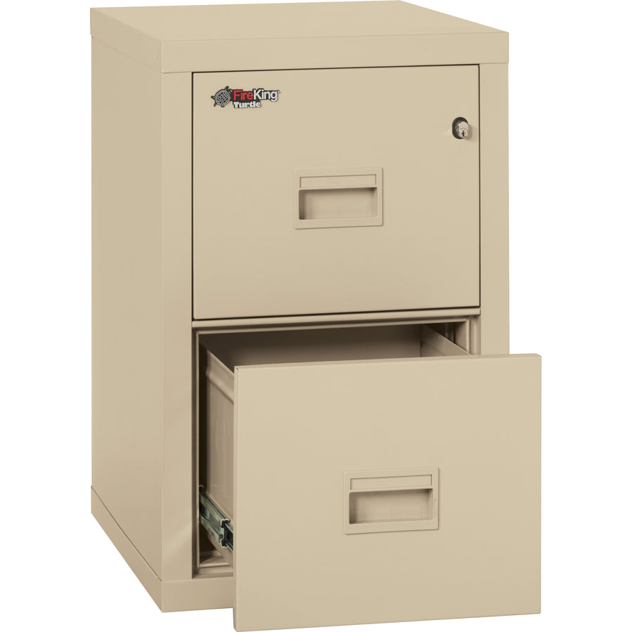 Image of FireKing® Compact Turtle Insulated Vertical File, 1-Hour Fire, 2 Legal/letter File Drawers, Parchment, 17.75" X 22.13" X 27.75"