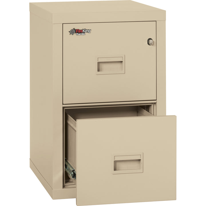 Image of FireKing® Compact Turtle Insulated Vertical File, 1-Hour Fire, 2 Legal/letter File Drawers, Parchment, 17.75" X 22.13" X 27.75"