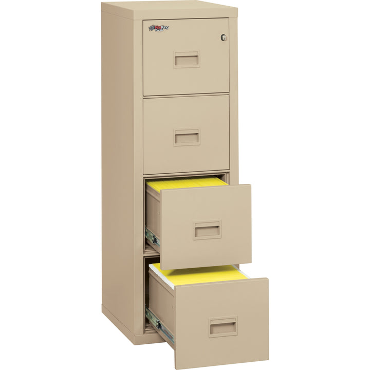 Image of FireKing® Compact Turtle Insulated Vertical File, 1-Hour Fire Protection, 4 Legal/letter File Drawer, Parchment, 17.75 X 22.13 X 52.75