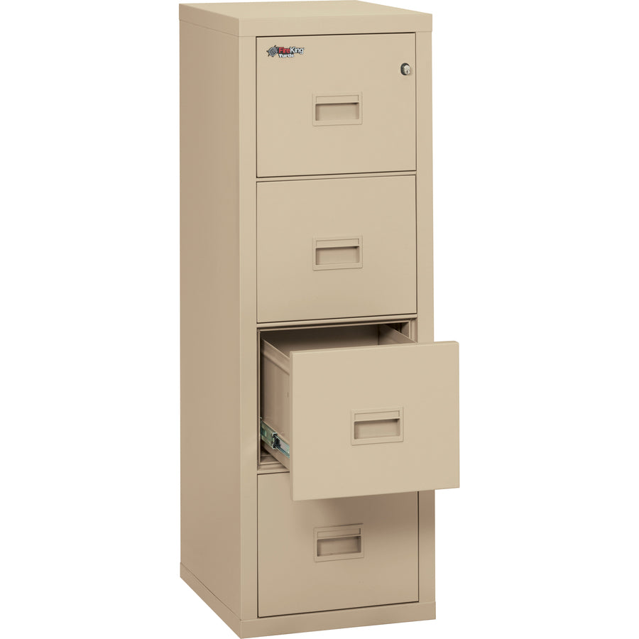 Image of FireKing® Compact Turtle Insulated Vertical File, 1-Hour Fire Protection, 4 Legal/letter File Drawer, Parchment, 17.75 X 22.13 X 52.75
