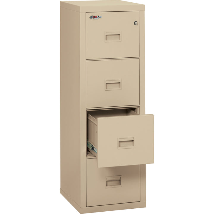 Image of FireKing® Compact Turtle Insulated Vertical File, 1-Hour Fire Protection, 4 Legal/letter File Drawer, Parchment, 17.75 X 22.13 X 52.75