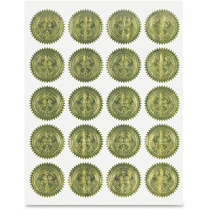 Image of Geographics® Self-Adhesive Embossed Seals, 2" dia, Gold, 20/Sheet, 5 Sheets/Pack