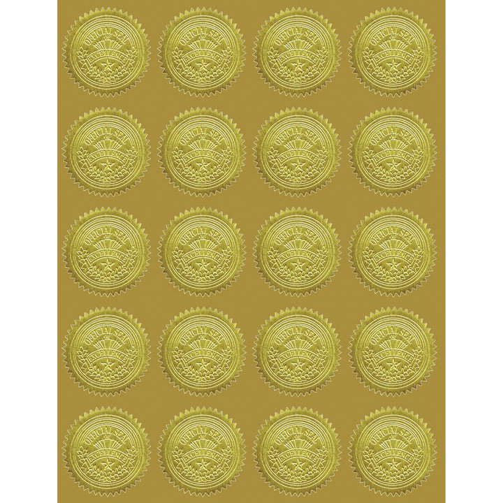 Image of Geographics® Self-Adhesive Embossed Seals, 2" dia, Gold, 20/Sheet, 5 Sheets/Pack