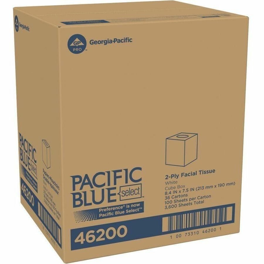 Image of Georgia-Pacific® Facial Tissue, 2 Ply, Cube Box,100/Box,WE