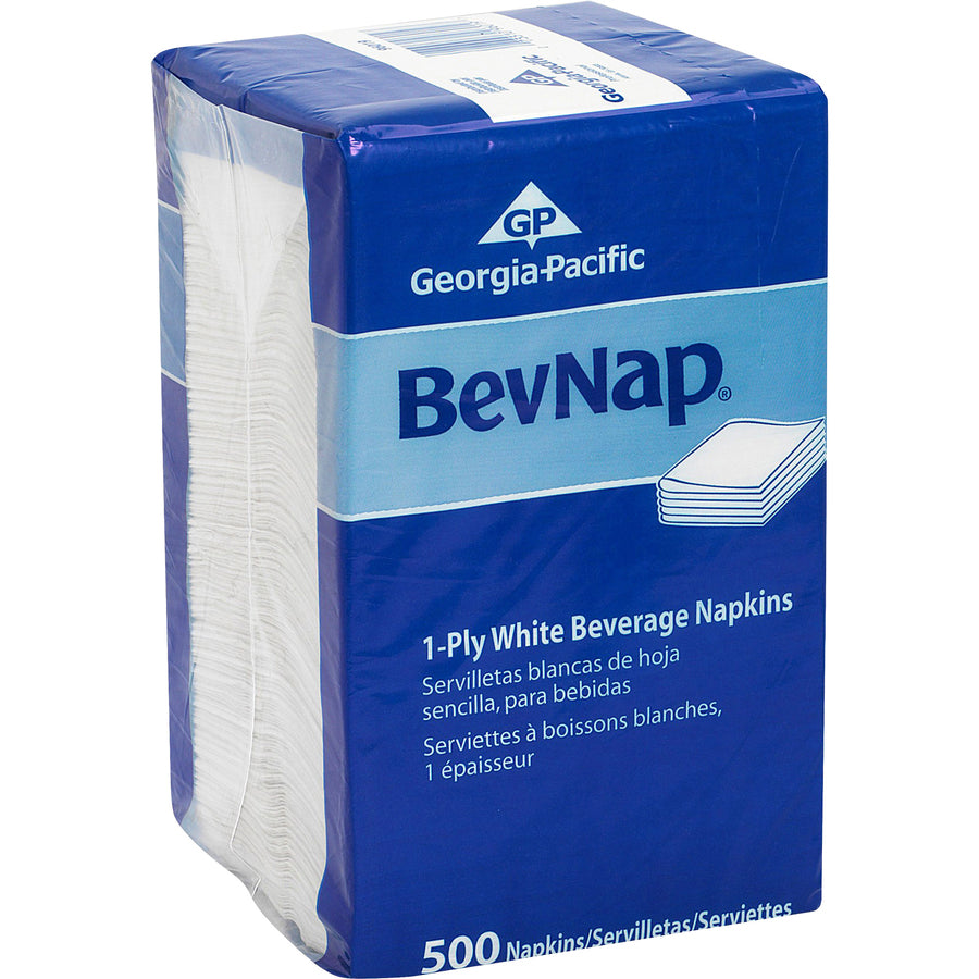 Image of Dixie BevNap 96019 1/4-Fold Beverage Napkin, 1 Ply, 9.50" W x 9.50" Length, White, 500 / Pack