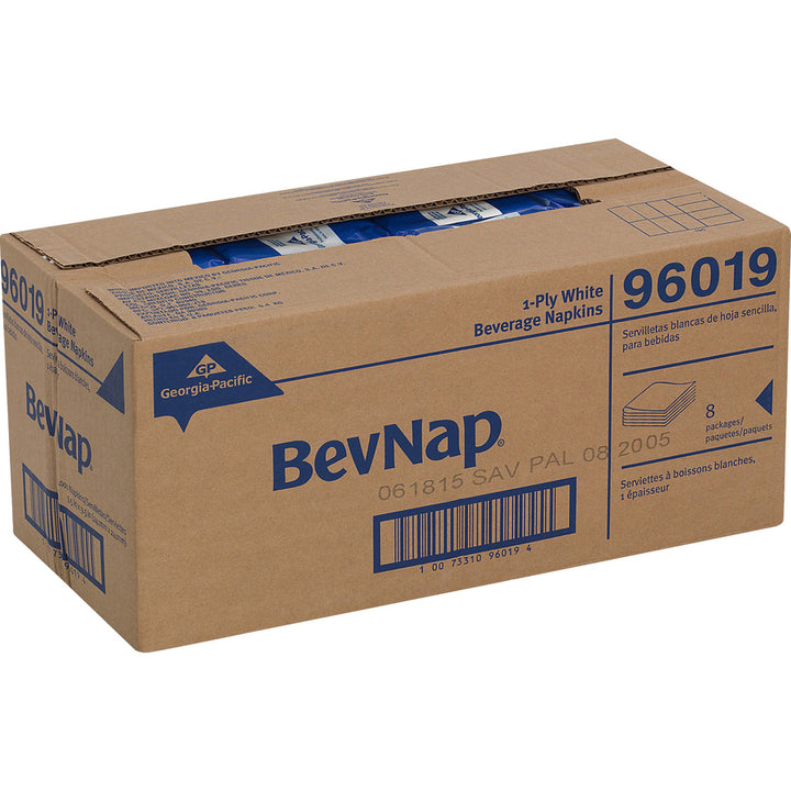 Image of Dixie BevNap 96019 1/4-Fold Beverage Napkin, 1 Ply, 9.50" W x 9.50" Length, White, 500 / Pack