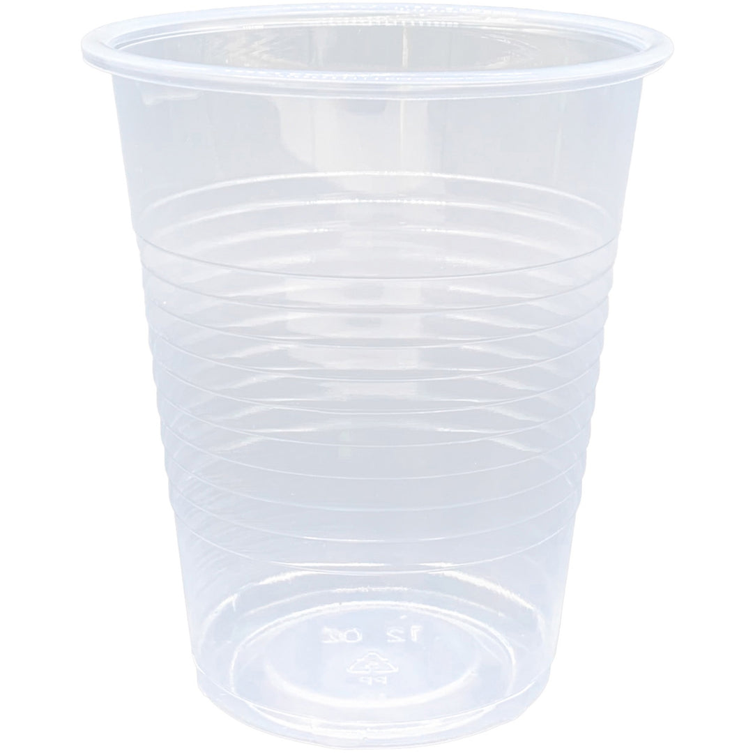 Image of Genuine Joe 10435 12 oz Transparent Beverage Cups, 12 fl oz, Clear, Plastic, Cold Drink, 100/Pack, 10 / Carton