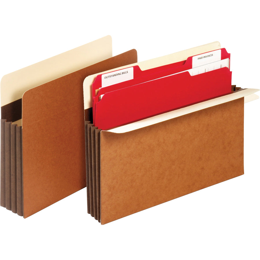 Image of Pendaflex® Extra-Wide Heavy-Duty File Pockets, 3.5" Expansion, Letter Size, Redrope, 10/Box