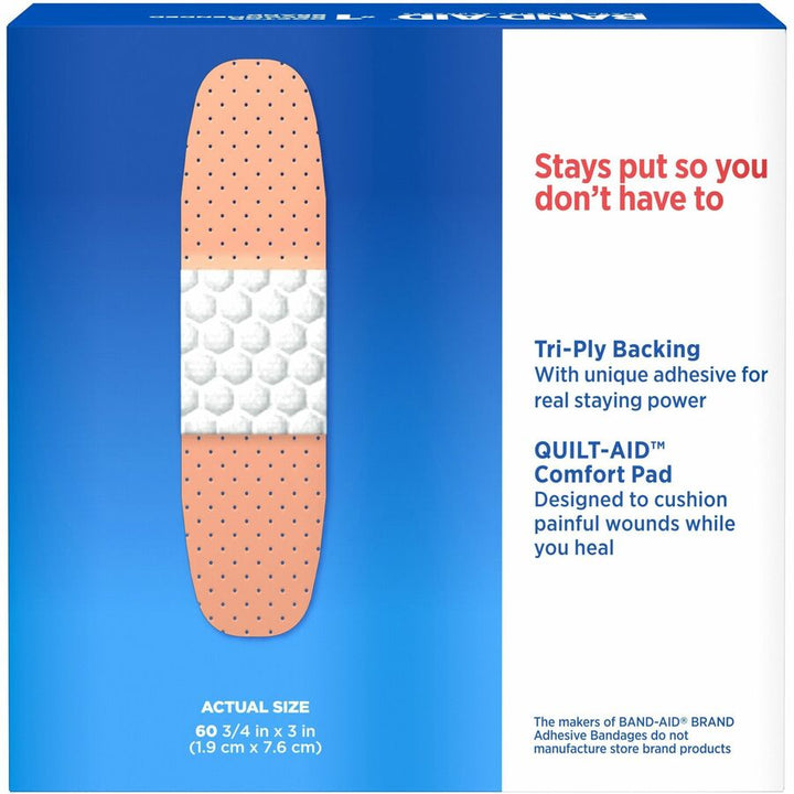 Image of Band-Aid 5635 Tru-Stay Plastic Strips Adhesive Bandages,, 0.75" Width, Tan, 60 / Box