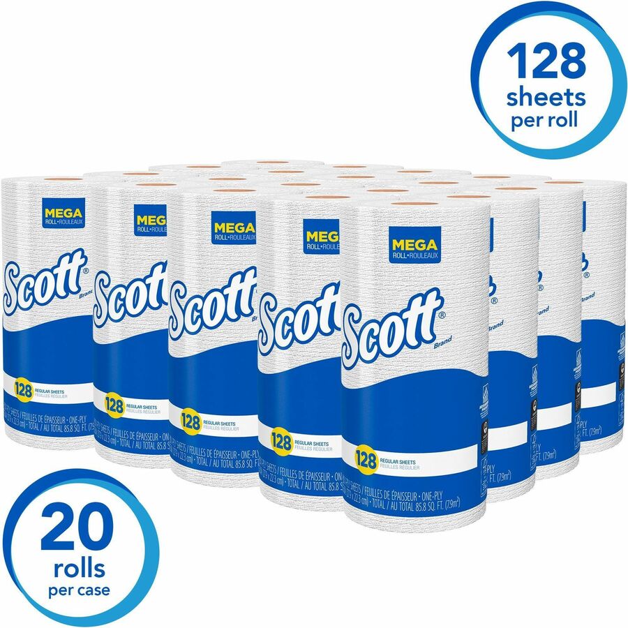 Image of Kimberly-Clark Professional Towel Rolls, Perforated, 11"x8-7/8", 128 Sht/RL, 20RL/CT, WE