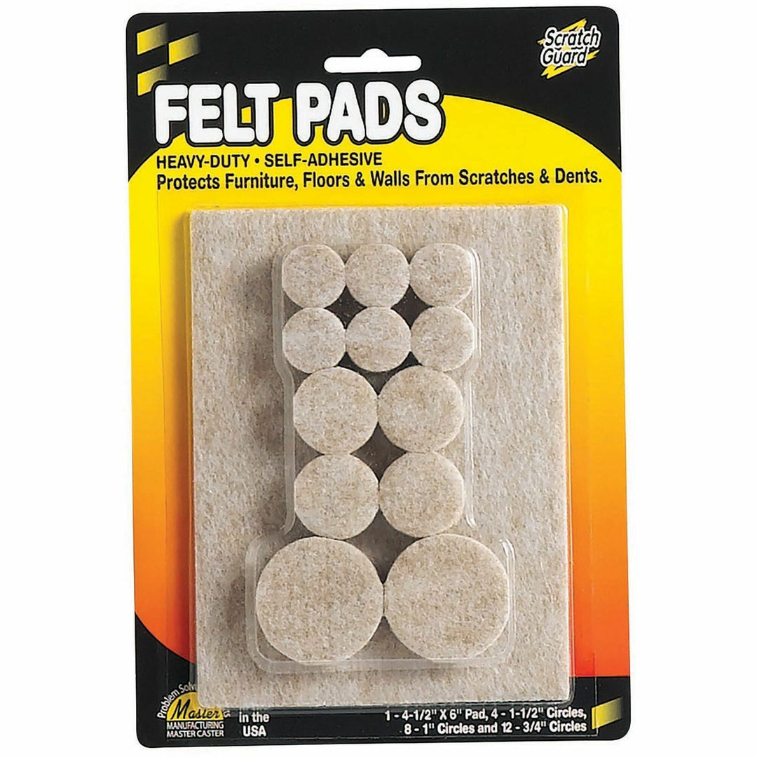 Image of Master Caster® Felt Pads, Round, Assorted Sizes Combo, 25/PK, Beige