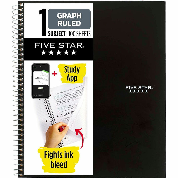 Image of Five Star® Wirebound Notebook, 1-Subject, Quadrille Rule (4 sq/in), Randomly Assorted Cover Color, (100) 11 x 8.5 Sheets