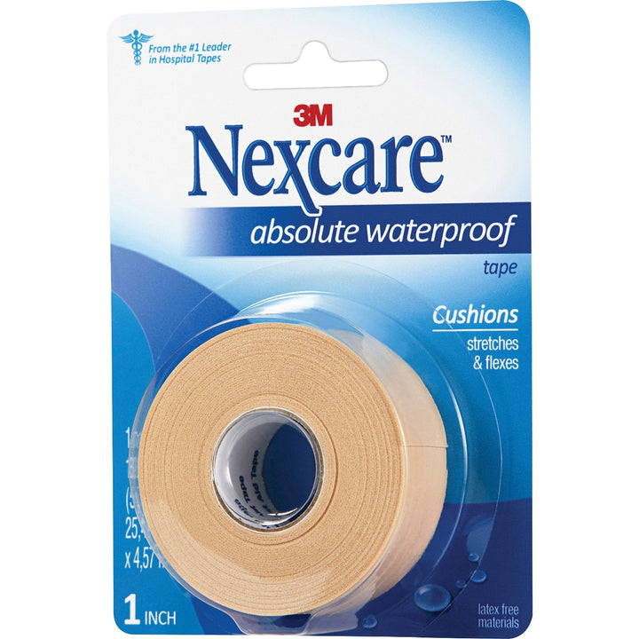 Image of Nexcare 731 Waterproof Tape, 15 ft Length x 1" Width, Aqua, Foam, Dispenser Included, Water Proof, For First Aid, 1 Each