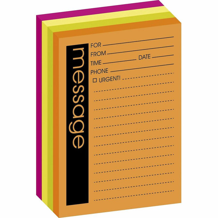 Image of Post-it® 7679-4 Important Message Note, 50 Sheet(s), 5" x 4" Sheet Size, Yellow, Pink, Orange, Green, Assorted Sheet(s), 1 Pack
