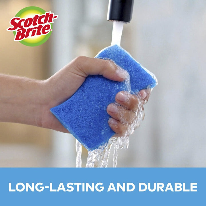 Image of Scotch-Brite MP-3 No Scratch Scrub Sponges, 2.8" H x 4.5" W x 4.5" L x 590 mil Thickness, 3 / Pack, Blue