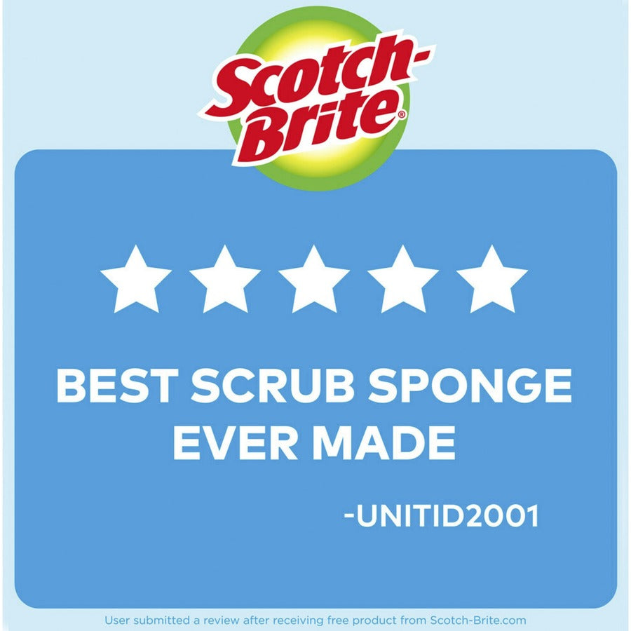 Image of Scotch-Brite MP-3 No Scratch Scrub Sponges, 2.8" H x 4.5" W x 4.5" L x 590 mil Thickness, 3 / Pack, Blue