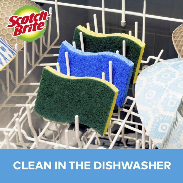 Image of Scotch-Brite MP-3 No Scratch Scrub Sponges, 2.8" H x 4.5" W x 4.5" L x 590 mil Thickness, 3 / Pack, Blue