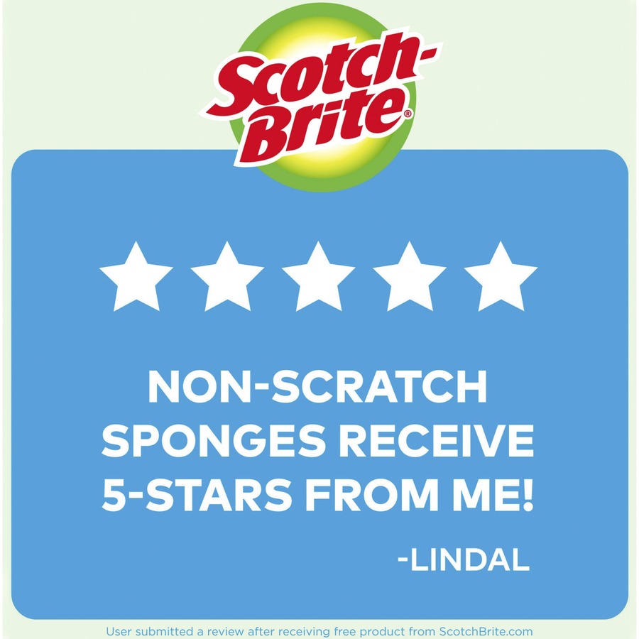 Image of Scotch-Brite MP-3 No Scratch Scrub Sponges, 2.8" H x 4.5" W x 4.5" L x 590 mil Thickness, 3 / Pack, Blue