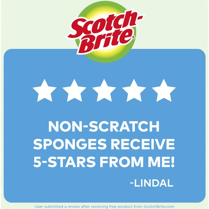 Image of Scotch-Brite MP-3 No Scratch Scrub Sponges, 2.8" H x 4.5" W x 4.5" L x 590 mil Thickness, 3 / Pack, Blue