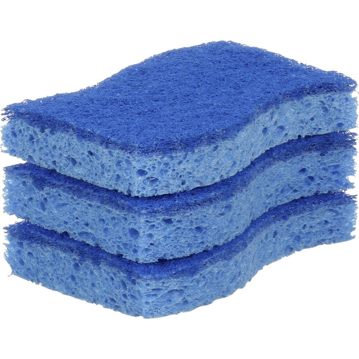 Image of Scotch-Brite MP-3 No Scratch Scrub Sponges, 2.8" H x 4.5" W x 4.5" L x 590 mil Thickness, 3 / Pack, Blue