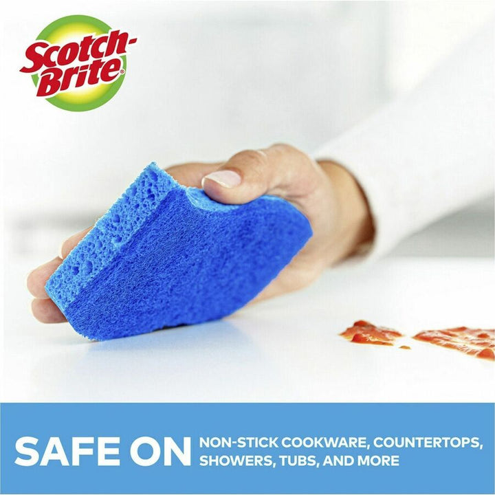 Image of Scotch-Brite MP-3 No Scratch Scrub Sponges, 2.8" H x 4.5" W x 4.5" L x 590 mil Thickness, 3 / Pack, Blue