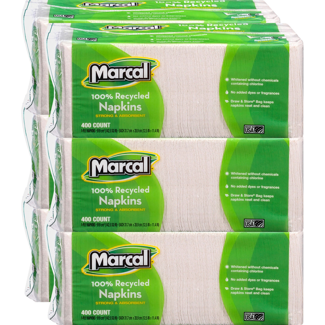 Image of Marcal® Luncheon Napkin,Single-Ply,12-1/2"x11-1/4",400/PK,6PK/CT,WE