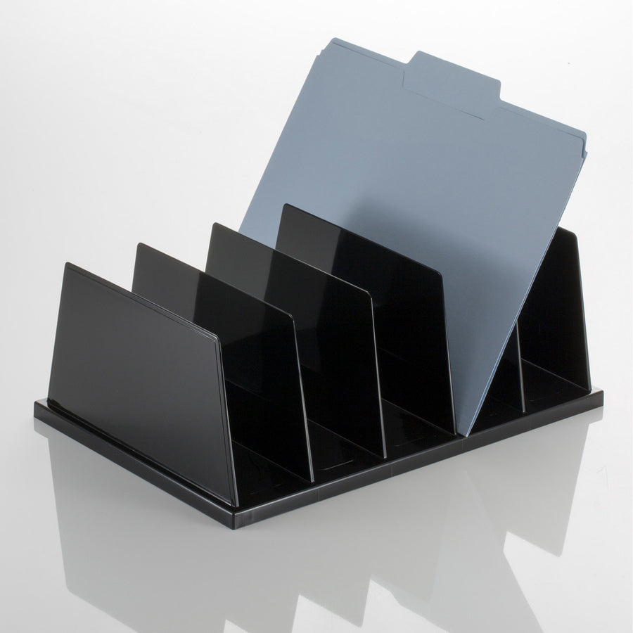 Image of Officemate Large Sorter, 5 Compartments, 9"x13-1/2"x5", Black