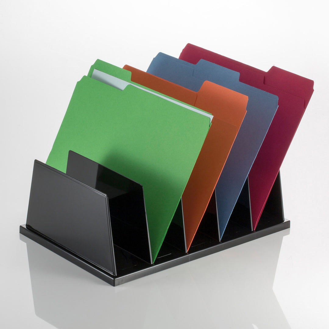 Image of Officemate Large Sorter, 5 Compartments, 9"x13-1/2"x5", Black