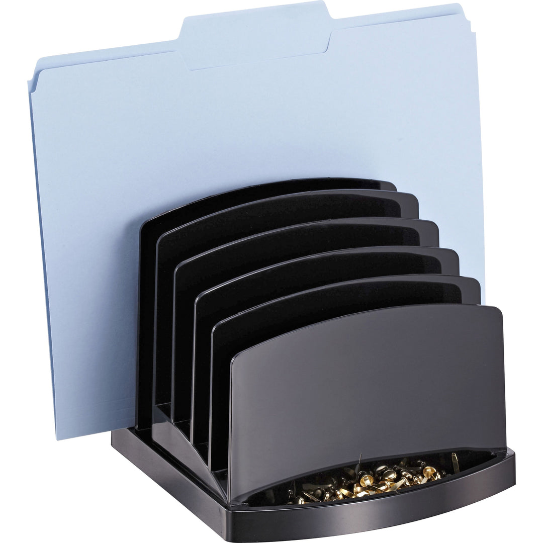 Image of Officemate Incline Sorter, 6 Slots,Clip Holder,7-1/2"x7-1/2"x6-3/8", BK