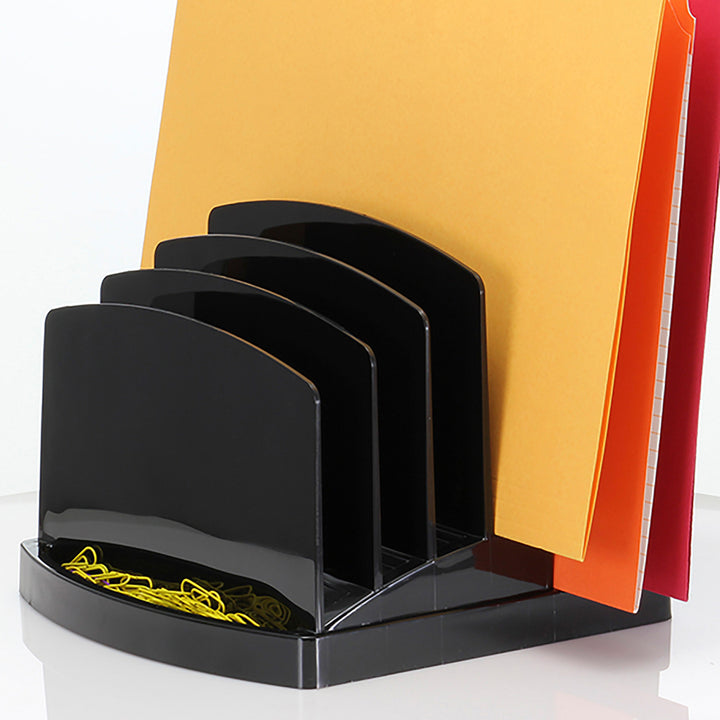 Image of Officemate Incline Sorter, 6 Slots,Clip Holder,7-1/2"x7-1/2"x6-3/8", BK