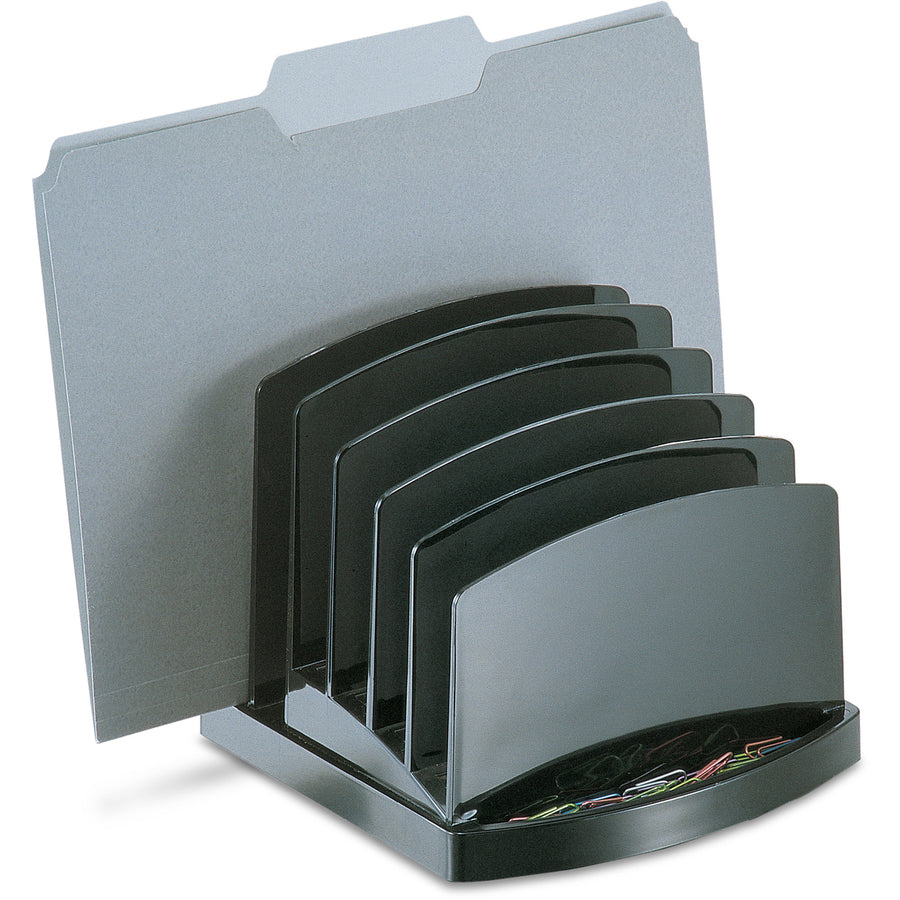 Image of Officemate Incline Sorter, 6 Slots,Clip Holder,7-1/2"x7-1/2"x6-3/8", BK