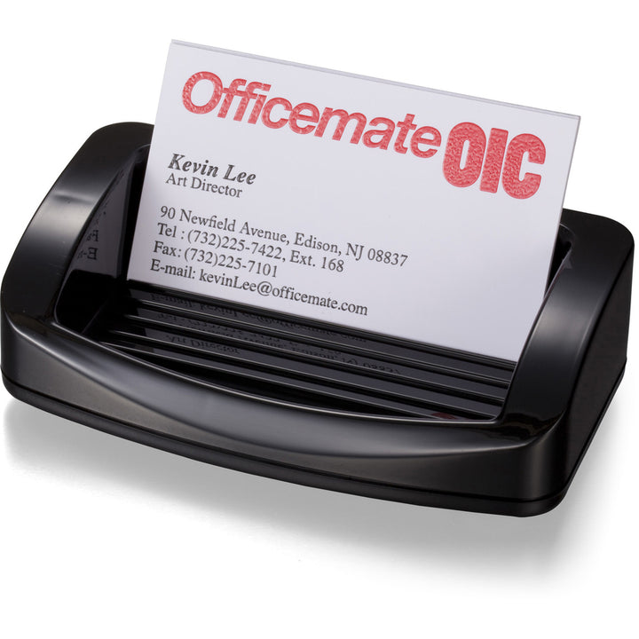 Image of Officemate Business Card/Clip Holder, 4-3/4"x2-3/4"x1-3/8", Black