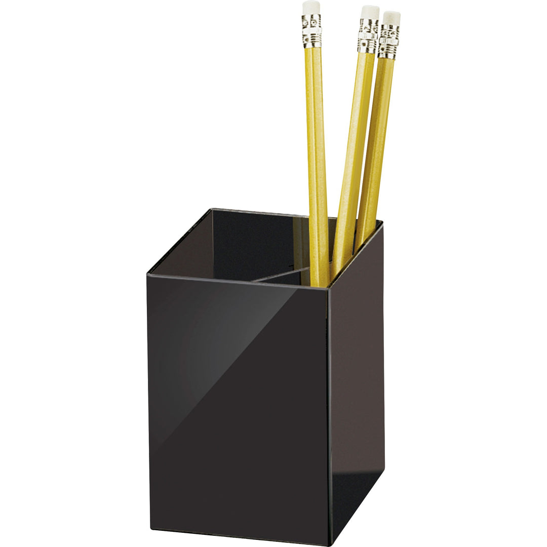 Image of Officemate Pencil cup, 3 Compartments, 2-7/8"x2-7/8"x4", Black