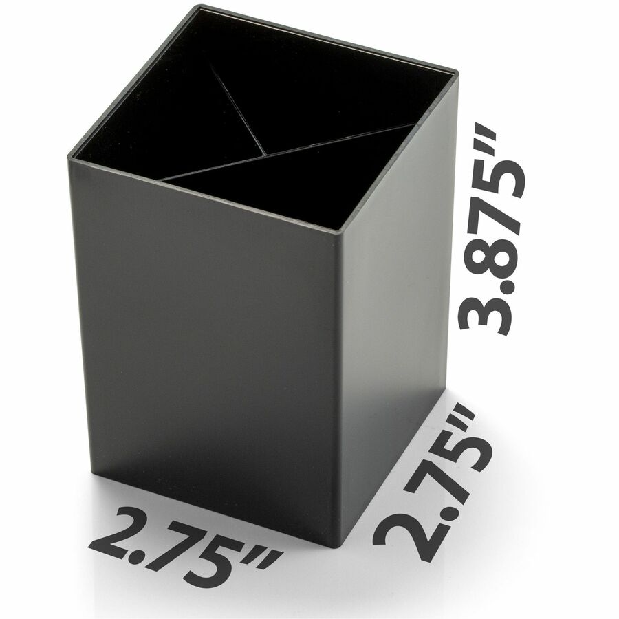 Image of Officemate Pencil cup, 3 Compartments, 2-7/8"x2-7/8"x4", Black
