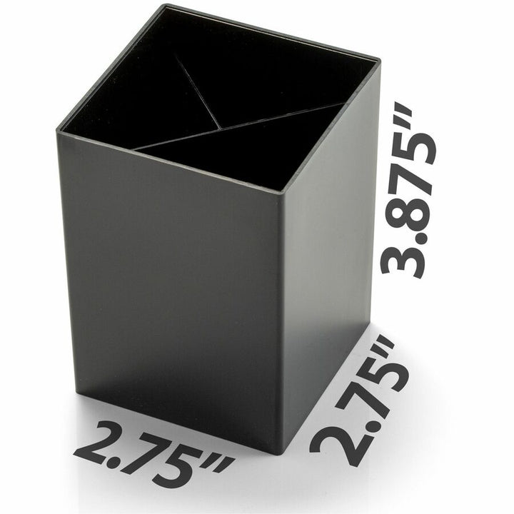 Image of Officemate Pencil cup, 3 Compartments, 2-7/8"x2-7/8"x4", Black