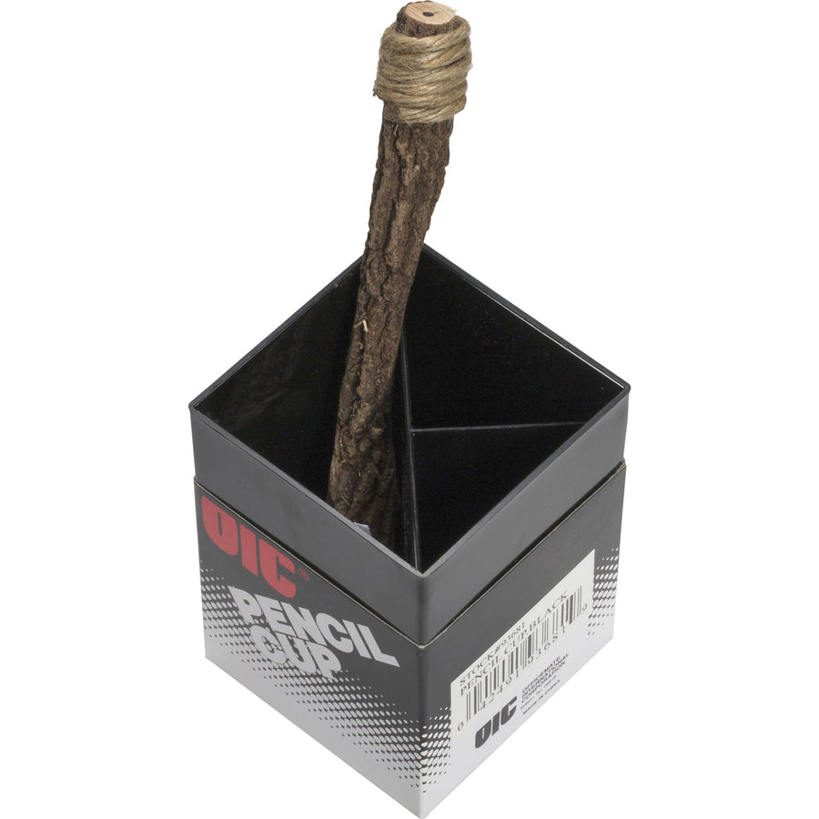 Image of Officemate Pencil cup, 3 Compartments, 2-7/8"x2-7/8"x4", Black