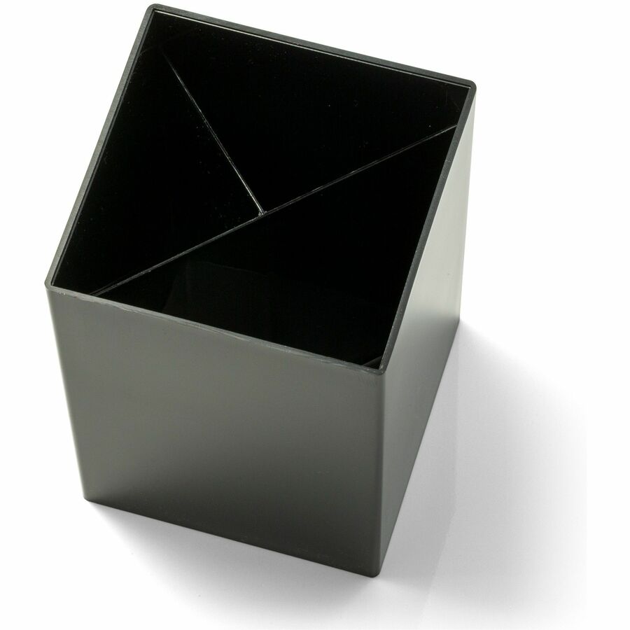 Image of Officemate Pencil cup, 3 Compartments, 2-7/8"x2-7/8"x4", Black