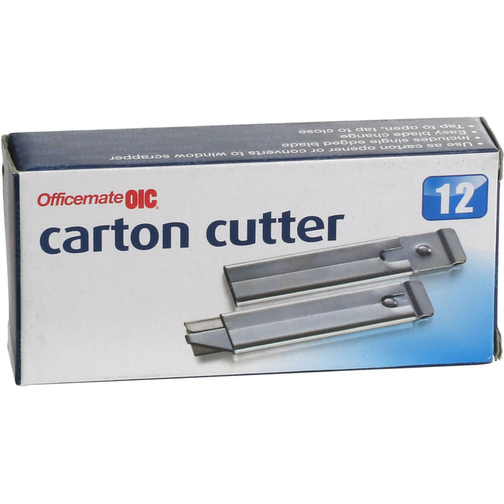 Image of Officemate Carton Cutter, Single-Sided Razor, 4"x1/8"x7/8",12/BX, SR