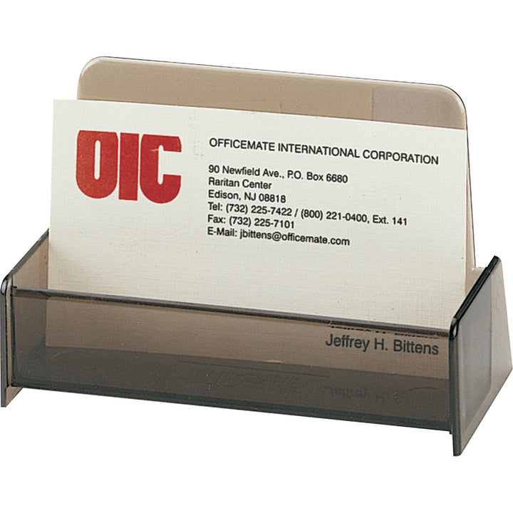 Image of Officemate Business Card Holder, 3-7/8"x1-7/8"x2-3/8", Smoke