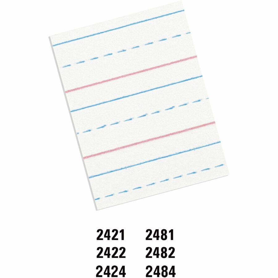 Image of Pacon 2421 Multi-Program Handwriting Papers, 500 Sheets, 0.50" Ruled, Unruled Margin, 10 1/2" x 8" Sheet Size, White Paper, Hard Cover, 1 Ream