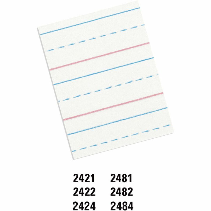 Image of Pacon 2421 Multi-Program Handwriting Papers, 500 Sheets, 0.50" Ruled, Unruled Margin, 10 1/2" x 8" Sheet Size, White Paper, Hard Cover, 1 Ream