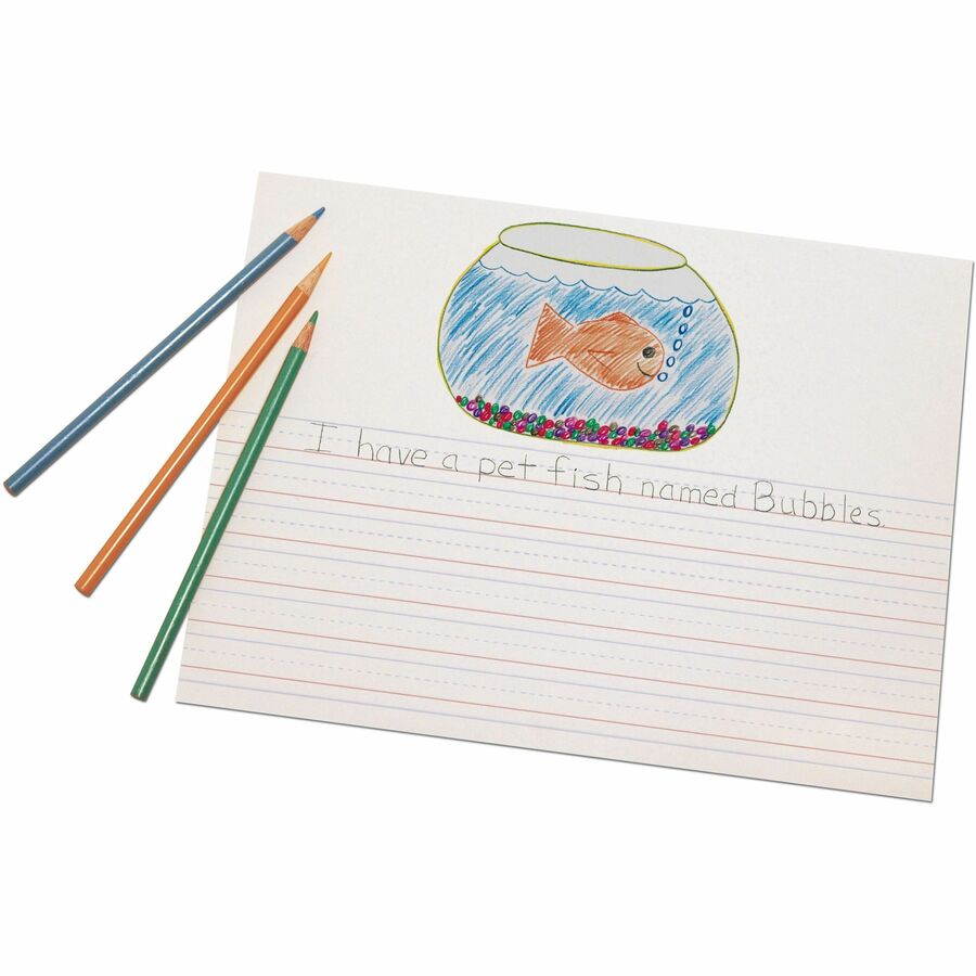 Image of Pacon® Picture Story Paper,1/2" Ruled,12"x9",500 Sheets/RM,White