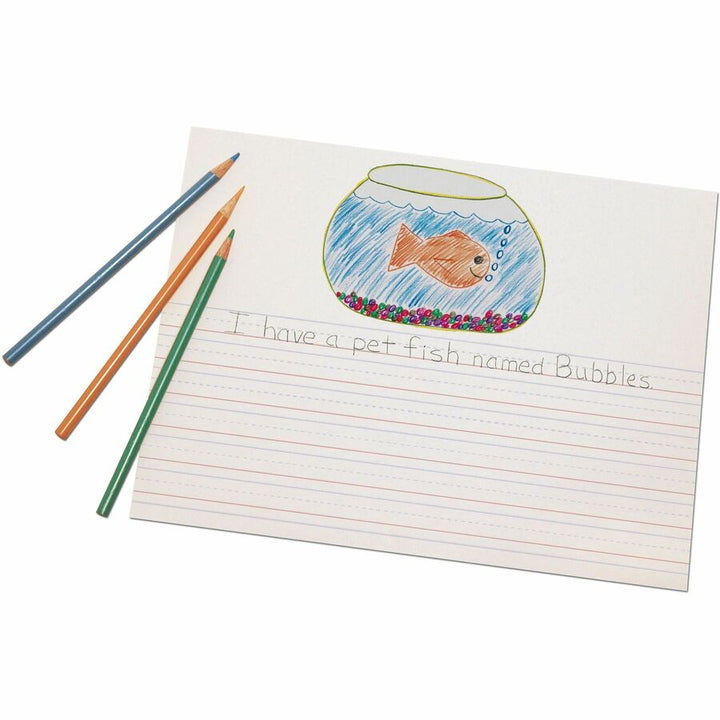 Image of Pacon® Picture Story Paper,1/2" Ruled,12"x9",500 Sheets/RM,White