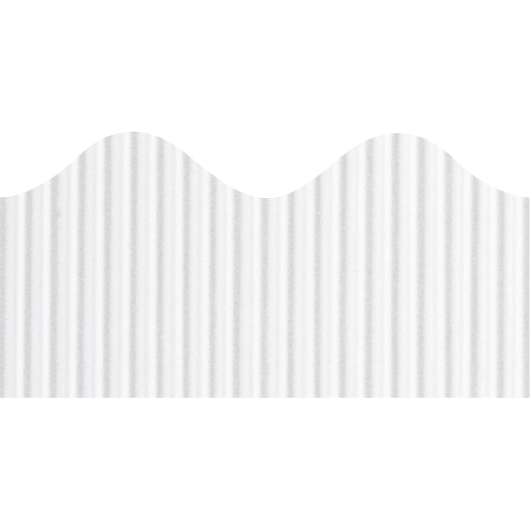 Image of Bordette 37014 Decorative Border, Rectangle with Scalloped Trim Shape, Pin-up, Fadeless, 2.25" W x 600" Length, White, Paper, 1 Roll
