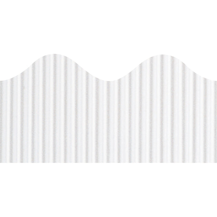 Image of Bordette 37014 Decorative Border, Rectangle with Scalloped Trim Shape, Pin-up, Fadeless, 2.25" W x 600" Length, White, Paper, 1 Roll