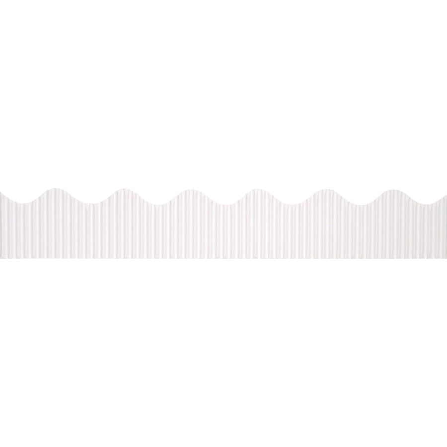 Image of Bordette 37014 Decorative Border, Rectangle with Scalloped Trim Shape, Pin-up, Fadeless, 2.25" W x 600" Length, White, Paper, 1 Roll