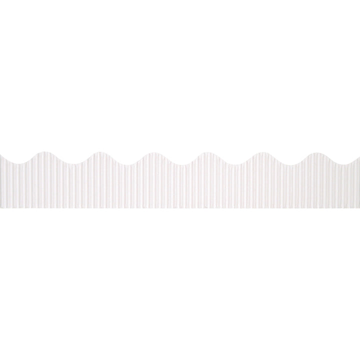 Image of Bordette 37014 Decorative Border, Rectangle with Scalloped Trim Shape, Pin-up, Fadeless, 2.25" W x 600" Length, White, Paper, 1 Roll