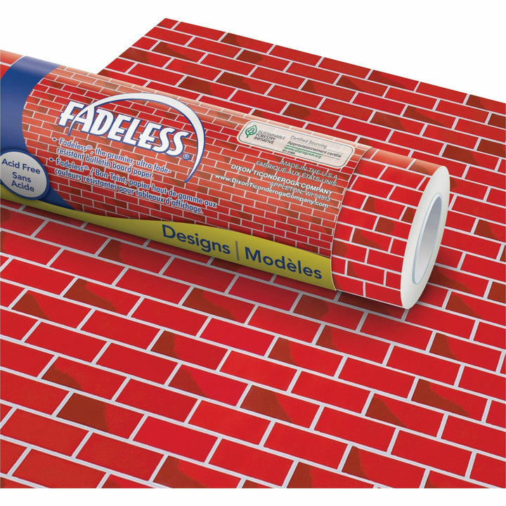 Image of Pacon® Fadeless Designs Bulletin Board Paper, Brick, 50 ft x 48", Red/White