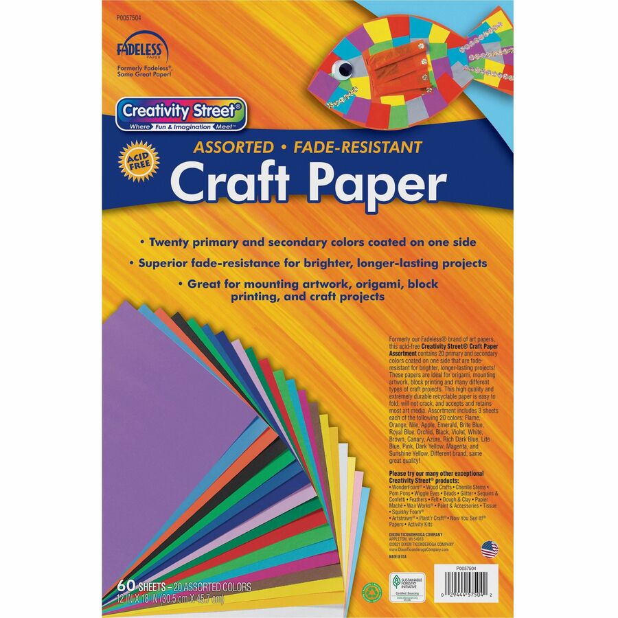 Image of Pacon® Fadeless Sheets, 12"x18", 60 Sh/PK, 20 Assorted Colors